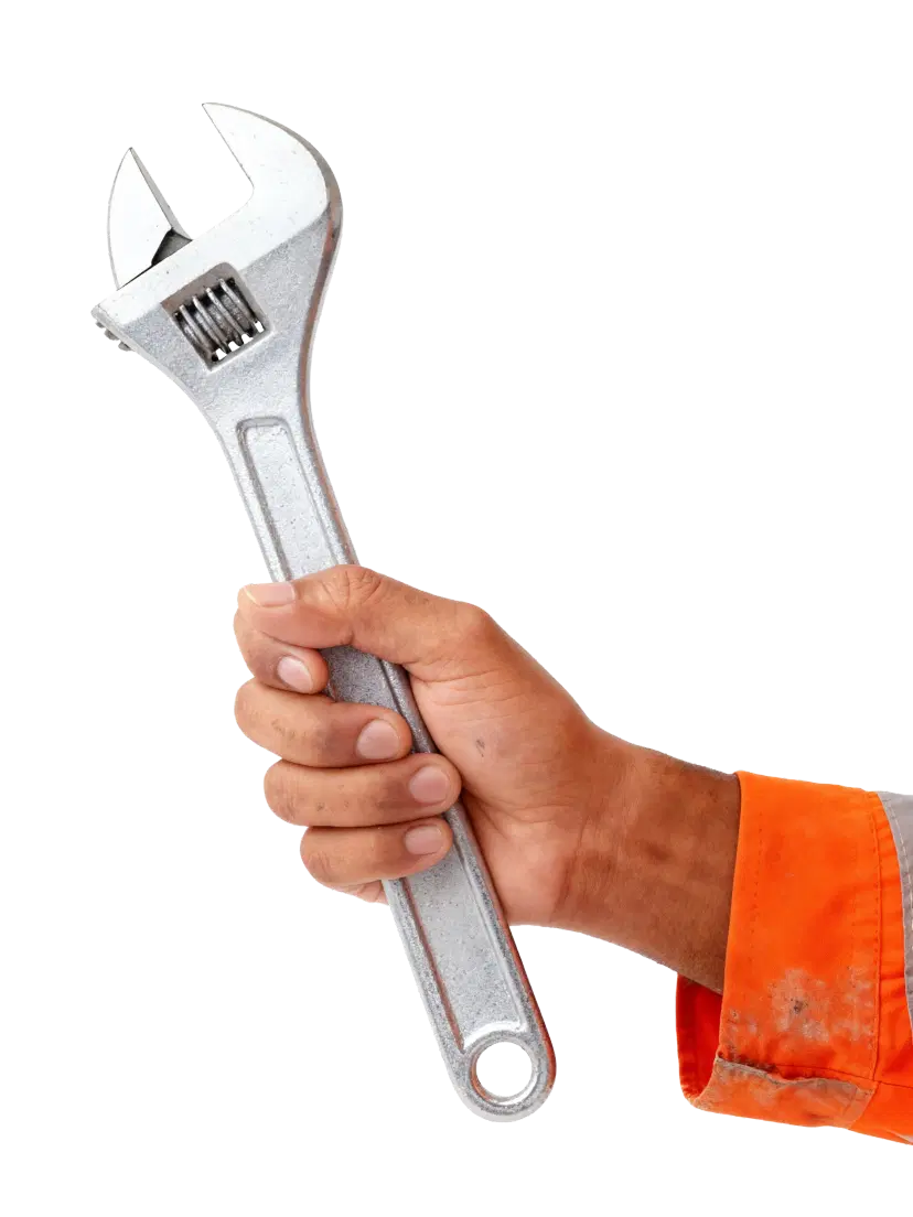 Hand with wrench